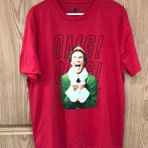 Christmas ELF T-SHIRT.  OMG Santa! I know him. Christmas Red